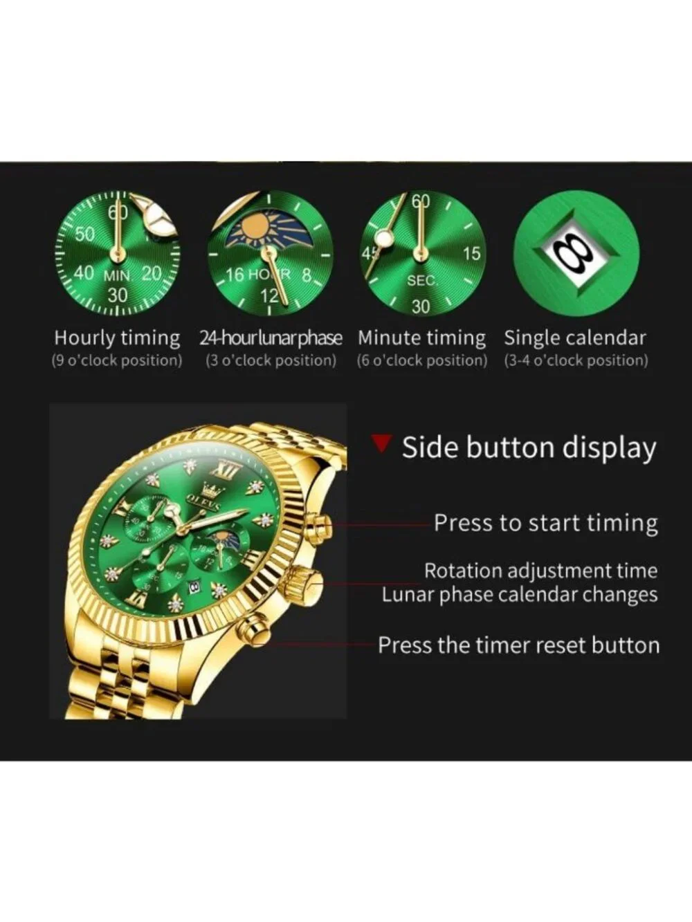 Luxury Stainless Steel Men's Watch | Waterproof Quartz Dress Watch with Big Face